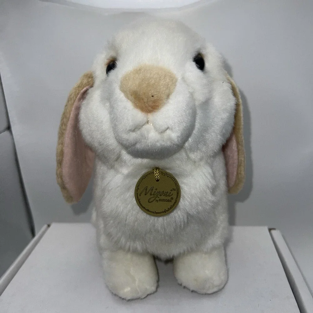 Aurora‎ Miyoni Lop Eared Bunny Rabbit Plush Stuff Toy Cream w/Tan Ears